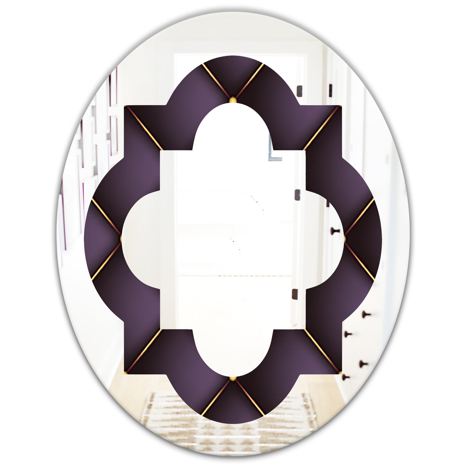 Quilted pattern - Modern Round or Oval Wall Mirror - Quatrefoil