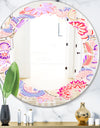 Floral Botanical Retro XIII - Modern Round or Oval Wall Mirror - Leaves