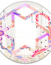 Floral Botanical Retro XIII - Modern Round or Oval Wall Mirror - Hexagon Star