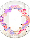 Floral Botanical Retro XIII - Modern Round or Oval Wall Mirror - Quatrefoil