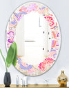 Floral Botanical Retro XIII - Modern Round or Oval Wall Mirror - Leaves