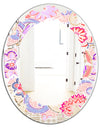 Floral Botanical Retro XIII - Modern Round or Oval Wall Mirror - Leaves