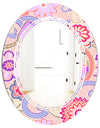 Floral Botanical Retro XIII - Modern Round or Oval Wall Mirror - Triple C