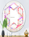 Floral Botanical Retro XIII - Modern Round or Oval Wall Mirror - Hexagon Star