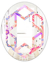 Floral Botanical Retro XIII - Modern Round or Oval Wall Mirror - Hexagon Star