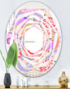 Floral Botanical Retro XIII - Modern Round or Oval Wall Mirror - Whirl