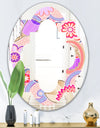 Floral Botanical Retro XIII - Modern Round or Oval Wall Mirror - Quatrefoil