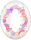 Floral Botanical Retro XIII - Modern Round or Oval Wall Mirror - Quatrefoil