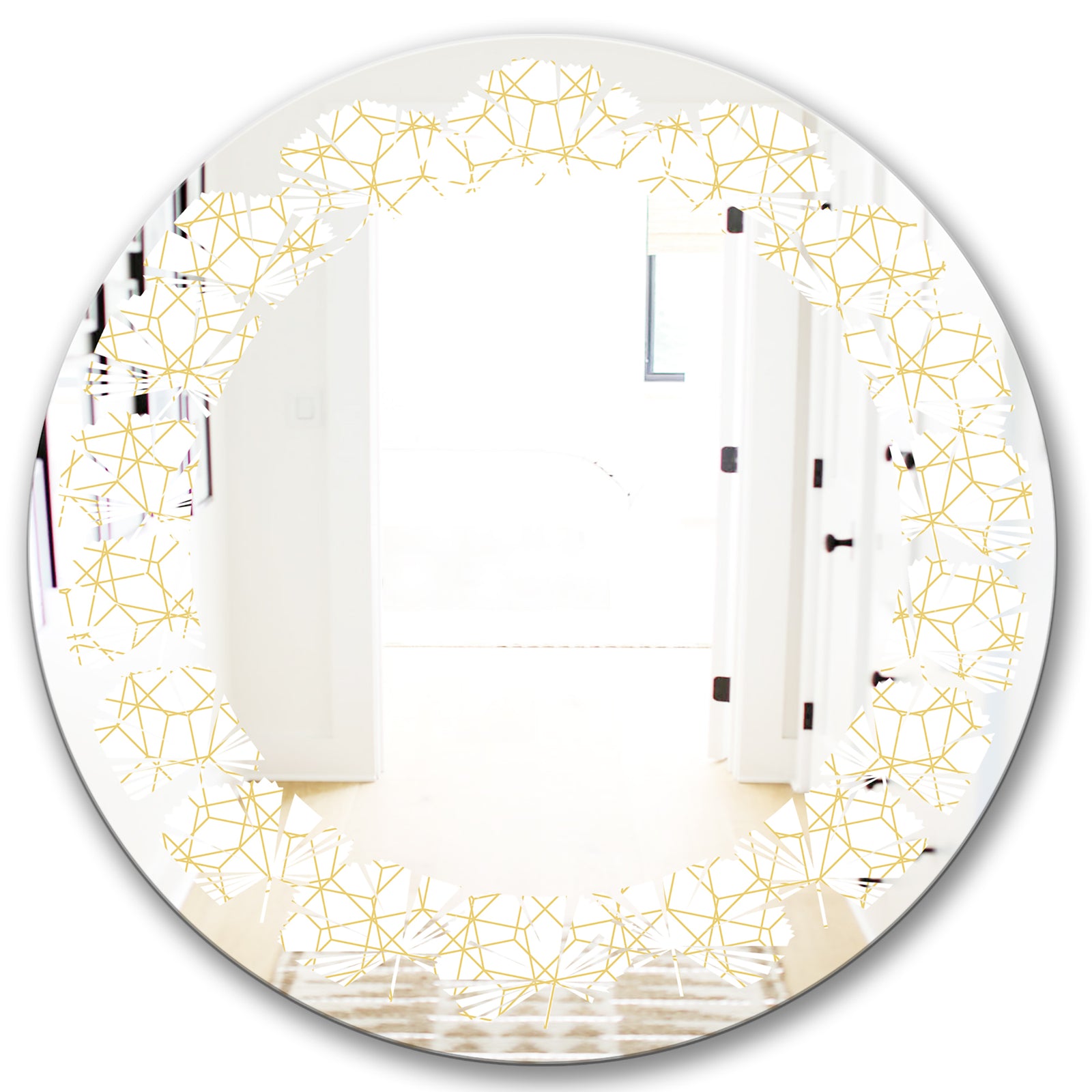 Abstract Geometrical - Modern Round or Oval Wall Mirror - Leaves