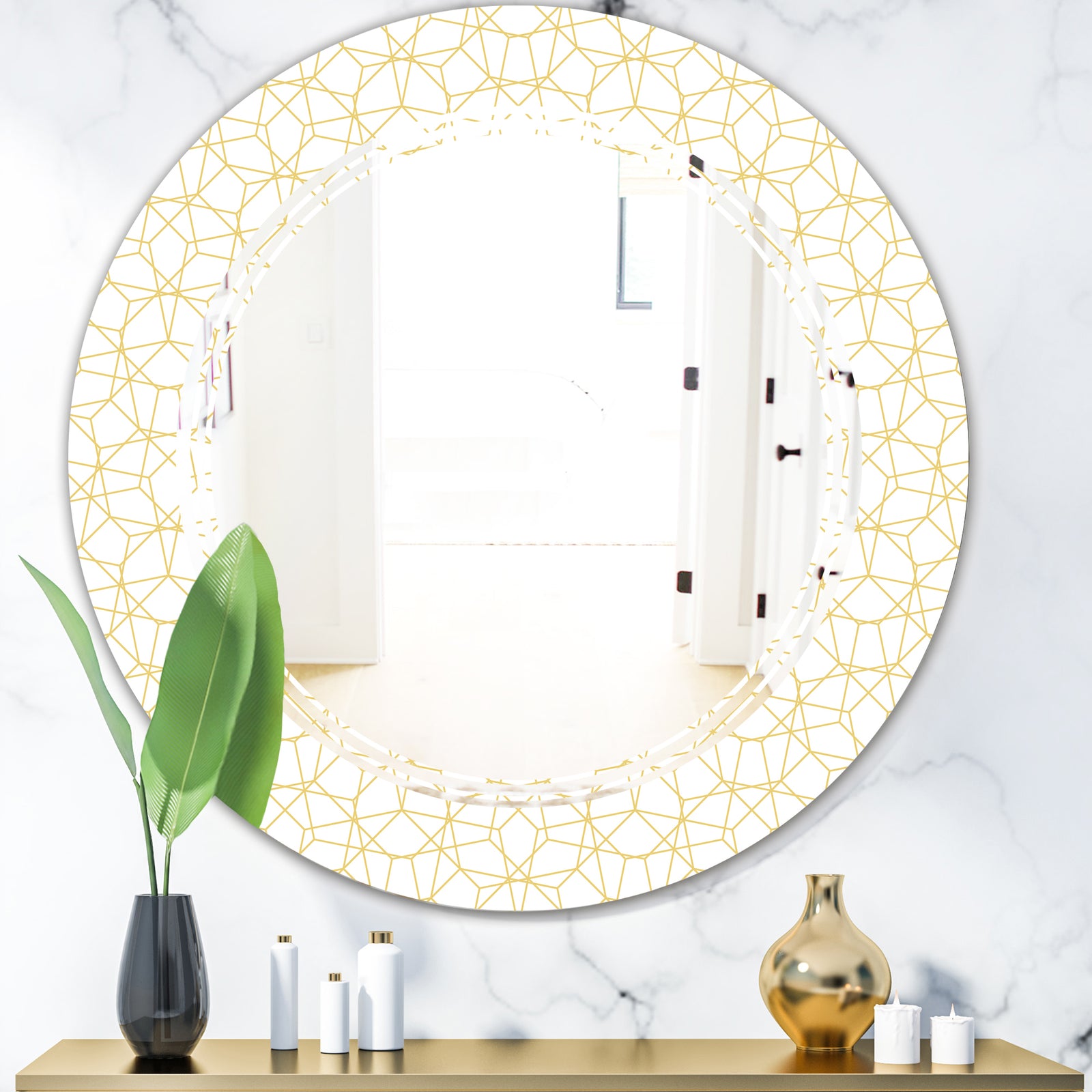 Abstract Geometrical - Modern Round or Oval Wall Mirror - Triple C
