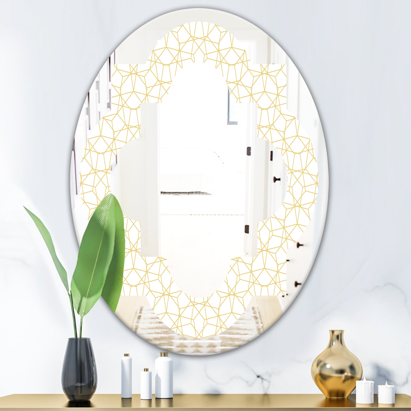 Abstract Geometrical - Modern Round or Oval Wall Mirror - Quatrefoil