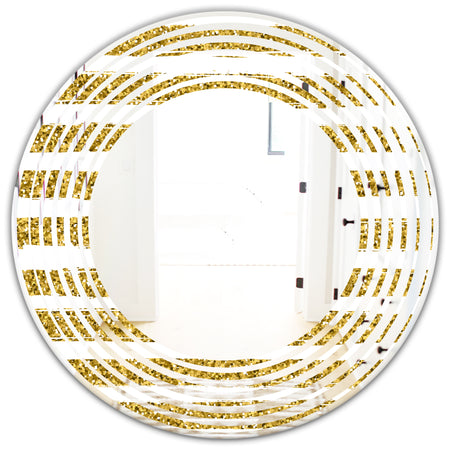 Golden Horizontal Lines - Modern Round or Oval Wall Mirror - Wave