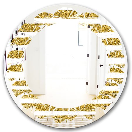 Golden Horizontal Lines - Modern Round or Oval Wall Mirror - Leaves
