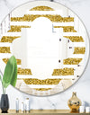 Golden Horizontal Lines - Modern Round or Oval Wall Mirror - Quatrefoil