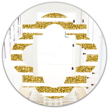 Golden Horizontal Lines - Modern Round or Oval Wall Mirror - Quatrefoil