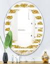 Golden Horizontal Lines - Modern Round or Oval Wall Mirror - Leaves