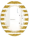 Golden Horizontal Lines - Modern Round or Oval Wall Mirror - Triple C