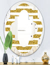 Golden Horizontal Lines - Modern Round or Oval Wall Mirror - Quatrefoil
