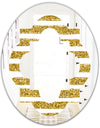 Golden Horizontal Lines - Modern Round or Oval Wall Mirror - Quatrefoil