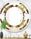 Golden Circular Pattern I - Modern Round or Oval Wall Mirror - Space