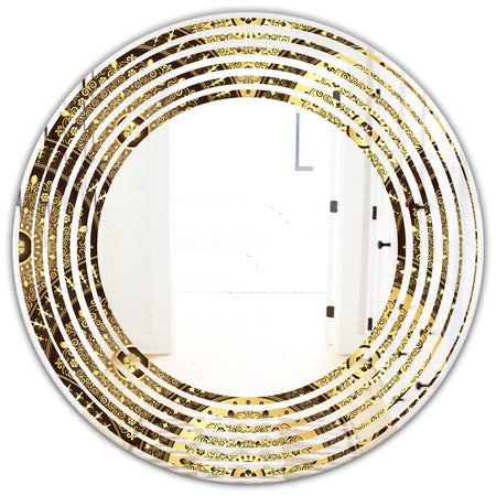 Golden Circular Pattern I - Modern Round or Oval Wall Mirror - Wave