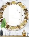 Golden Circular Pattern I - Modern Round or Oval Wall Mirror - Leaves