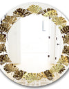 Golden Circular Pattern I - Modern Round or Oval Wall Mirror - Leaves
