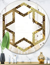 Golden Circular Pattern I - Modern Round or Oval Wall Mirror - Hexagon Star