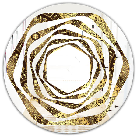 Golden Circular Pattern I - Modern Round or Oval Wall Mirror - Whirl