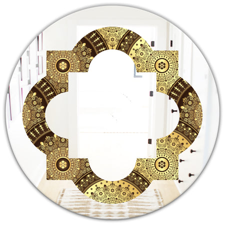 Golden Circular Pattern I - Modern Round or Oval Wall Mirror - Quatrefoil