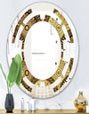 Golden Circular Pattern I - Modern Round or Oval Wall Mirror - Space