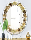 Golden Circular Pattern I - Modern Round or Oval Wall Mirror - Leaves