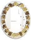 Golden Circular Pattern I - Modern Round or Oval Wall Mirror - Leaves