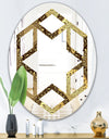 Golden Circular Pattern I - Modern Round or Oval Wall Mirror - Hexagon Star