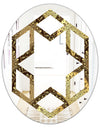 Golden Circular Pattern I - Modern Round or Oval Wall Mirror - Hexagon Star