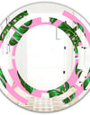 Tropical Palm Leaves III - Modern Round or Oval Wall Mirror - Space