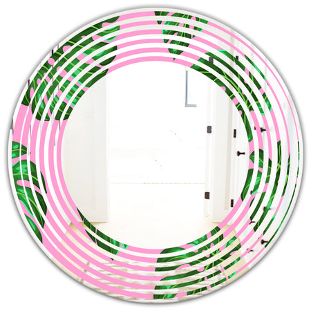 Tropical Palm Leaves III - Modern Round or Oval Wall Mirror - Wave