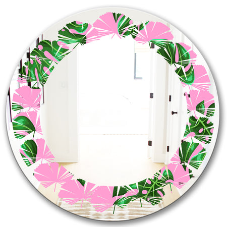 Tropical Palm Leaves III - Modern Round or Oval Wall Mirror - Leaves