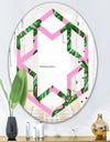 Tropical Palm Leaves III - Modern Round or Oval Wall Mirror - Hexagon Star