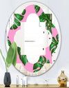 Tropical Palm Leaves III - Modern Round or Oval Wall Mirror - Quatrefoil