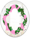 Tropical Palm Leaves III - Modern Round or Oval Wall Mirror - Quatrefoil