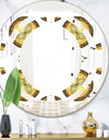 Gold and browne pattern with gradient vintage circles - Modern Round or Oval Wall Mirror - Space