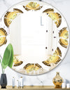 Gold and browne pattern with gradient vintage circles - Modern Round or Oval Wall Mirror - Leaves