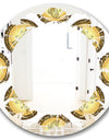 Gold and browne pattern with gradient vintage circles - Modern Round or Oval Wall Mirror - Leaves