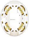 Gold and browne pattern with gradient vintage circles - Modern Round or Oval Wall Mirror - Space