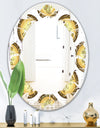 Gold and browne pattern with gradient vintage circles - Modern Round or Oval Wall Mirror - Leaves