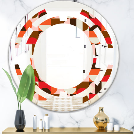 Retro Geometric Design II - Modern Round or Oval Wall Mirror - Space