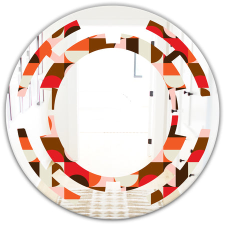 Retro Geometric Design II - Modern Round or Oval Wall Mirror - Space