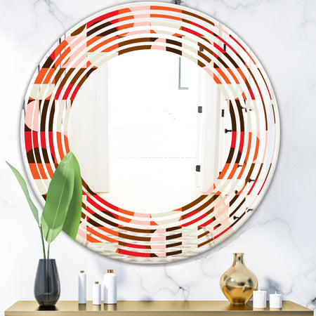 Retro Geometric Design II - Modern Round or Oval Wall Mirror - Wave
