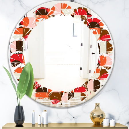 Retro Geometric Design II - Modern Round or Oval Wall Mirror - Leaves